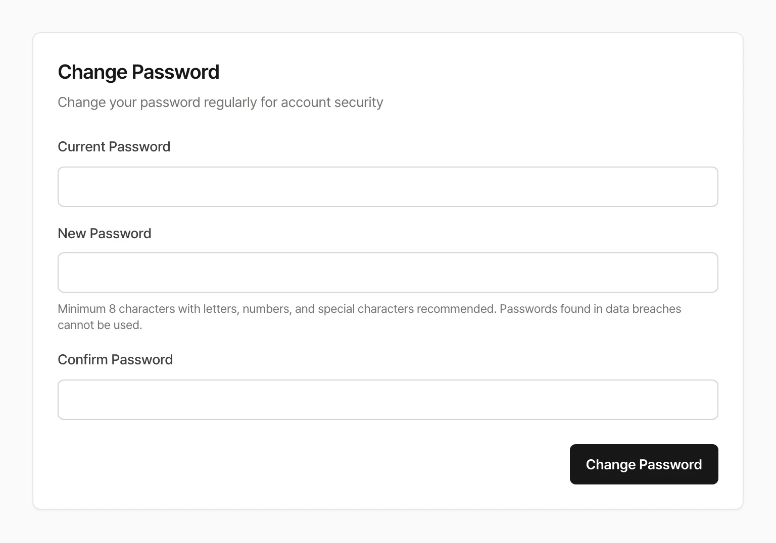 Account settings · change password